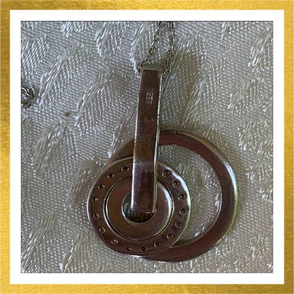 925 Silver VINTAGE Rhinestone Pendant NECKLACE - Picture 3 of 3